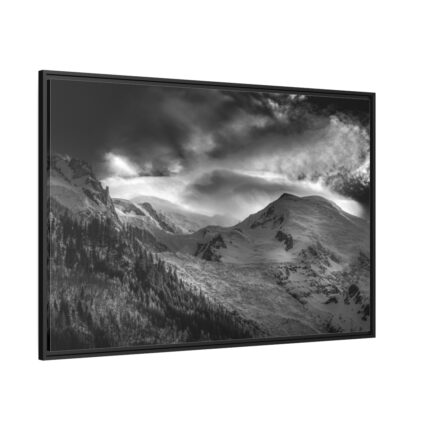 Mountain in Black and White Framed Canvas