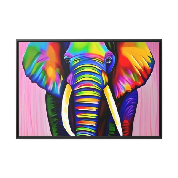 Rainbow Colored Elephant I Framed Canvas
