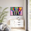 Rainbow Colored Elephant I Framed Canvas