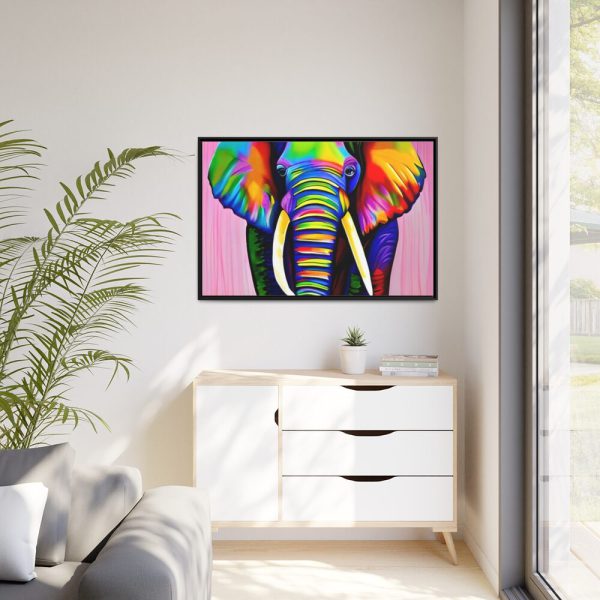 Rainbow Colored Elephant I Framed Canvas