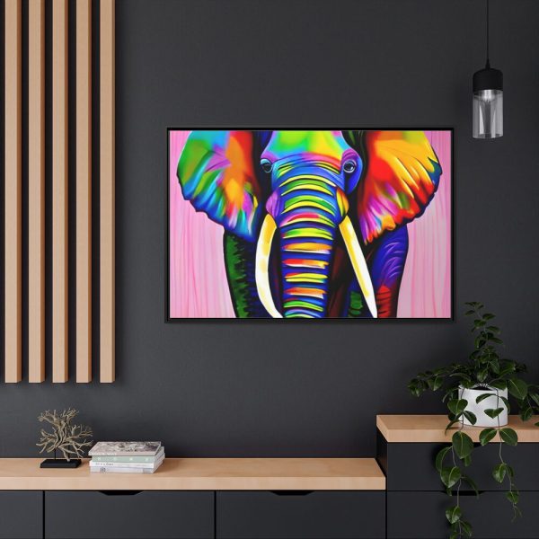 Rainbow Colored Elephant I Framed Canvas