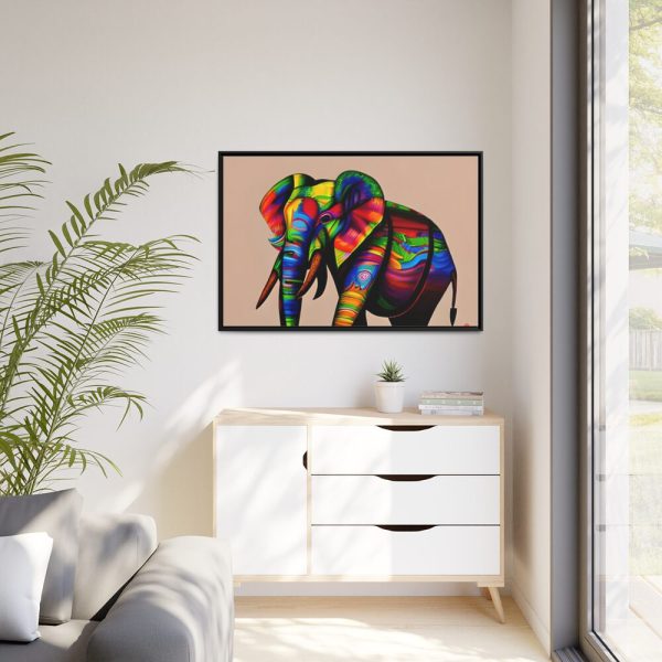 88289-413.jpg Rainbow Colored Elephant II Framed Canvas