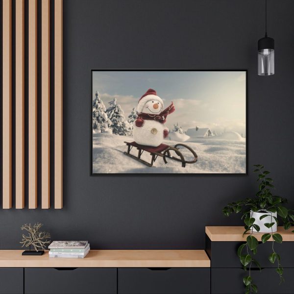 88289-419.jpg Snowman On Sledge Framed Canvas