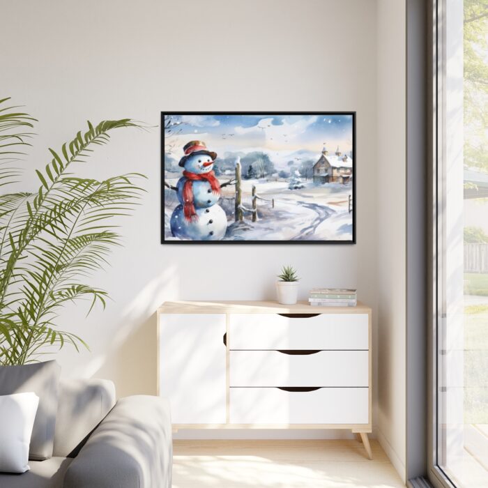 Vintage Snowman Art Framed Canvas - Image 4
