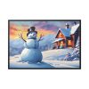 88289-431.jpg Snowman and Illuminated House Framed Canvas