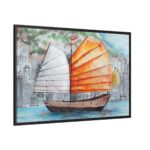 Traditional Chinese Sailing Ship Framed Canvas