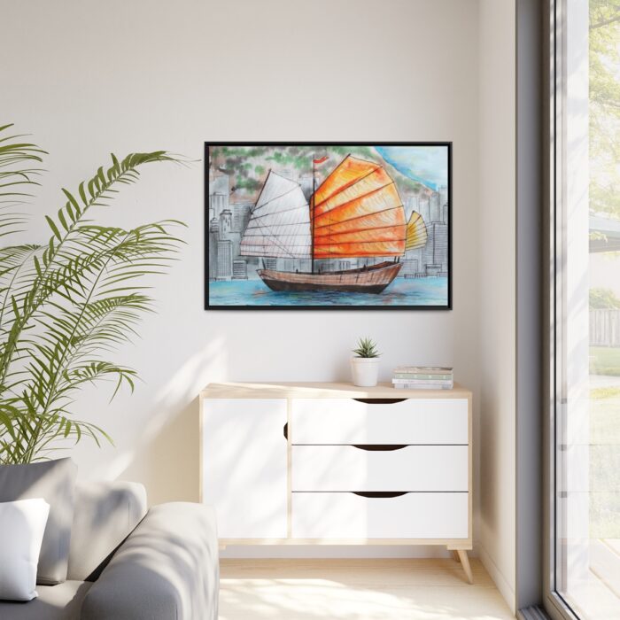 Traditional Chinese Sailing Ship Framed Canvas - Image 4