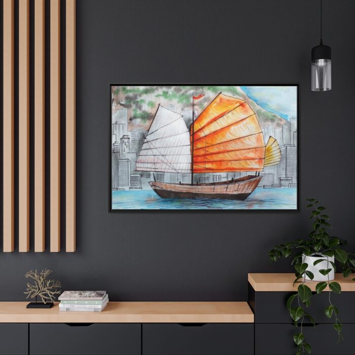 Traditional Chinese Sailing Ship Framed Canvas - Image 5