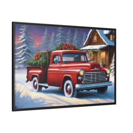 Vintage Pickup Truck Christmas I Framed Canvas