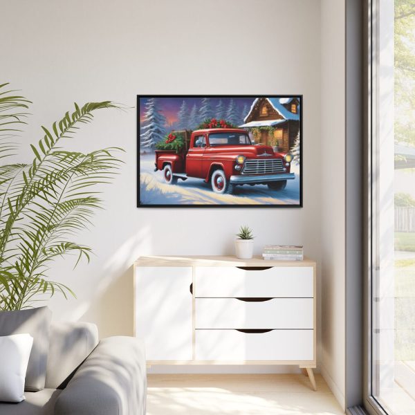 Vintage Pickup Truck Christmas I Framed Canvas
