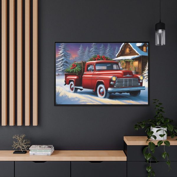 Vintage Pickup Truck Christmas I Framed Canvas