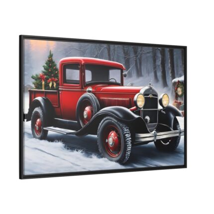 Vintage Pickup Truck Christmas II Framed Canvas