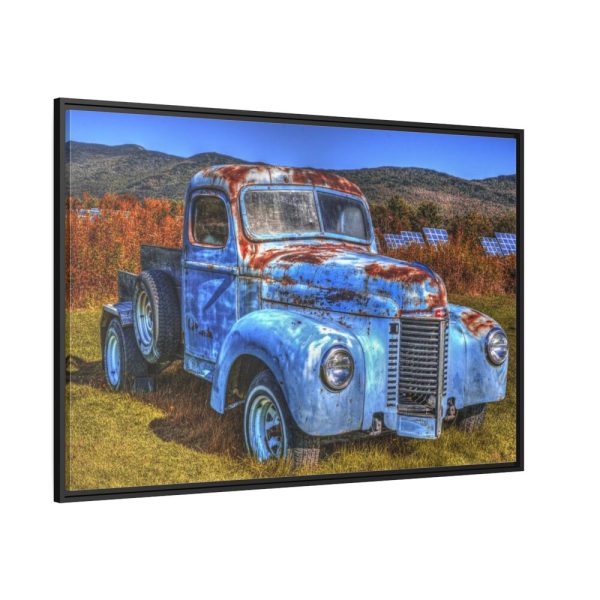 Vintage Blue Pickup Truck Framed Canvas