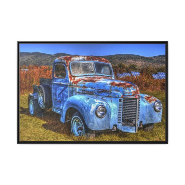 Vintage Blue Pickup Truck Framed Canvas