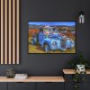 Vintage Blue Pickup Truck Framed Canvas