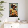 Woman With Flowers Framed Canvas