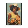 Woman With Flowers Framed Canvas