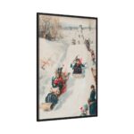Tobogganing by L. Prang & Co Framed Canvas