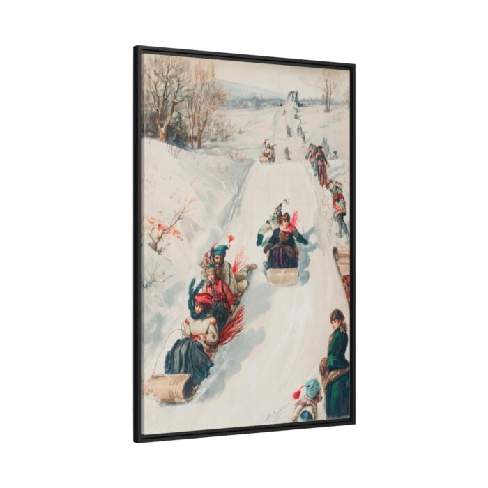 Tobogganing by L. Prang & Co Framed Canvas - Image 1