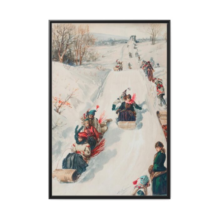 Tobogganing by L. Prang & Co Framed Canvas - Image 2