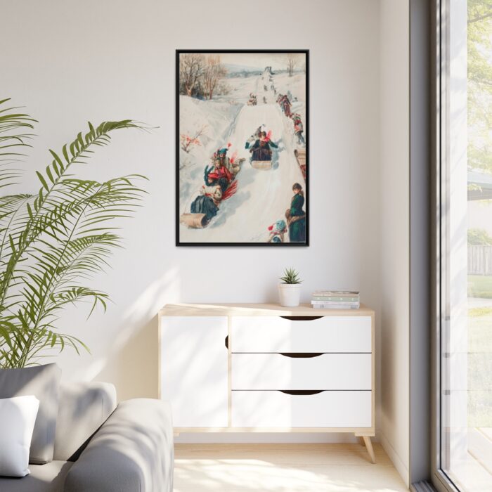 Tobogganing by L. Prang & Co Framed Canvas - Image 4