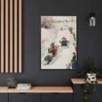 Tobogganing by L. Prang & Co Framed Canvas - Image 5