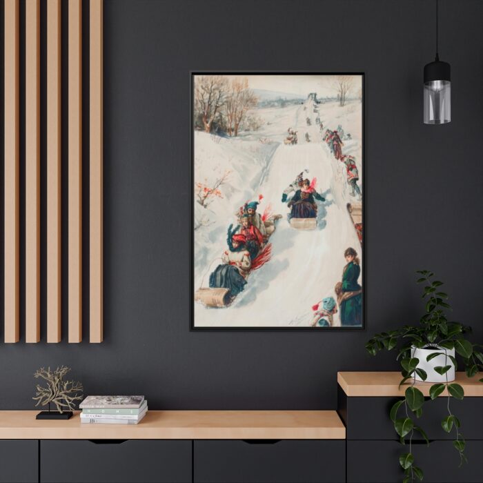 Tobogganing by L. Prang & Co Framed Canvas - Image 5