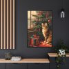88299-44.jpg Cat By Christmas Tree Framed Canvas