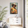 Woman With Flowers Framed Canvas
