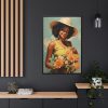 Woman With Flowers Framed Canvas
