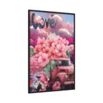 Valentine Love Flower Truck Gnome Framed Canvas