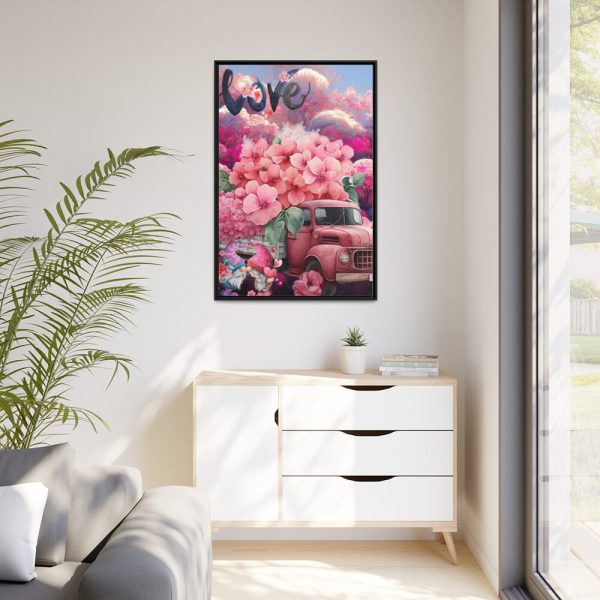 Valentine Love Flower Truck Gnome Framed Canvas