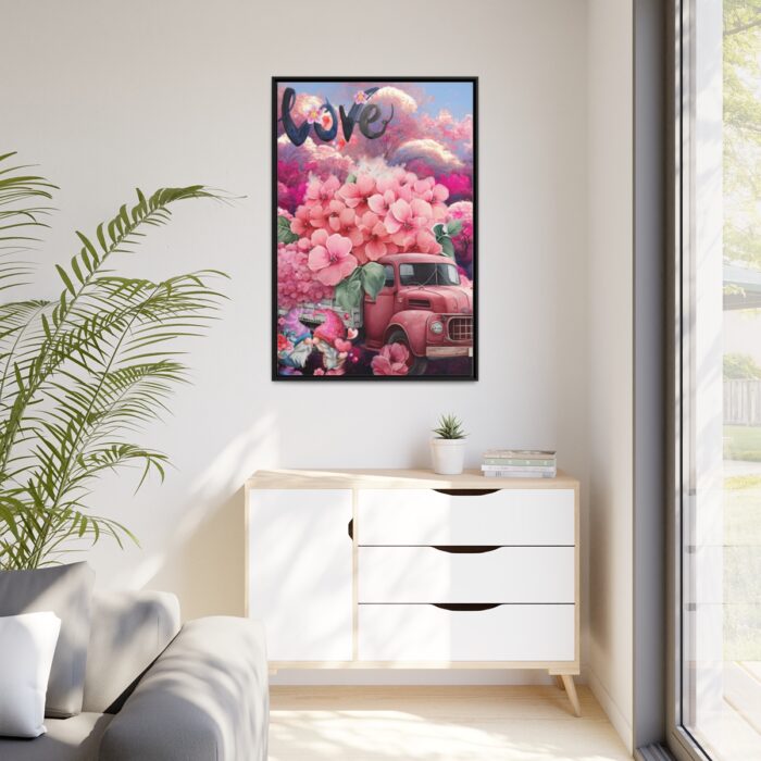 Valentine Love Flower Truck Gnome Framed Canvas - Image 4