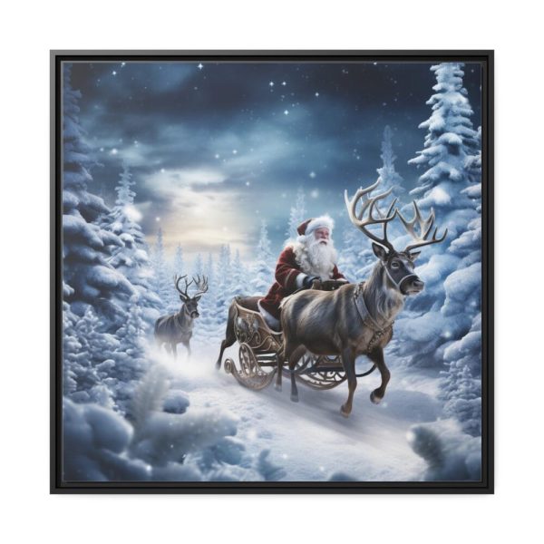 88302-121.jpg Santa And Reindeer In Snow Framed Canvas