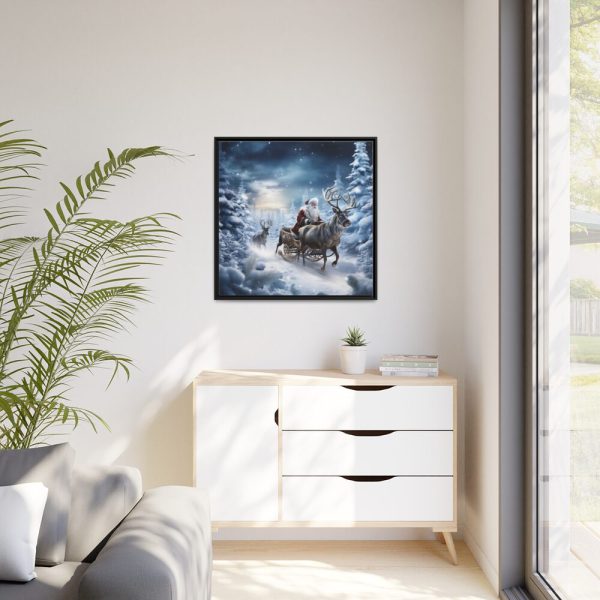 88302-123.jpg Santa And Reindeer In Snow Framed Canvas