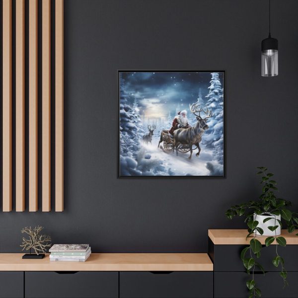 88302-124.jpg Santa And Reindeer In Snow Framed Canvas