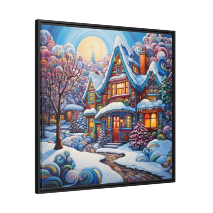 Christmas House Fantasy Art Framed Canvas