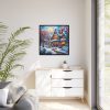88302-128.jpg Christmas House Fantasy Art Framed Canvas