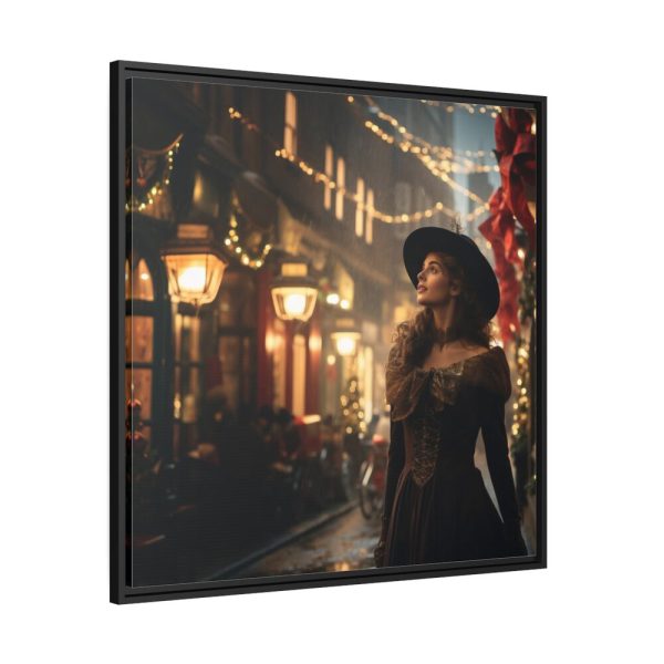 88302-135.jpg Vintage Woman In Town At Christmas Framed Canvas
