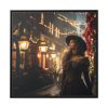 88302-136.jpg Vintage Woman In Town At Christmas Framed Canvas