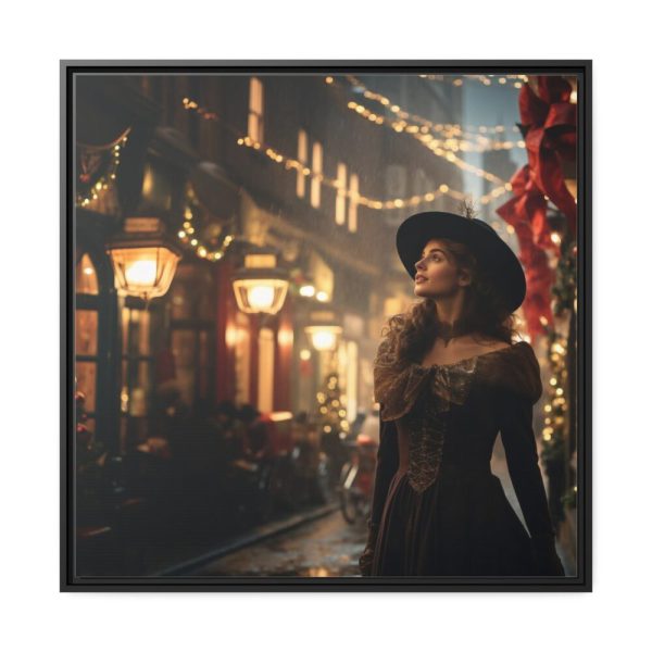 88302-136.jpg Vintage Woman In Town At Christmas Framed Canvas