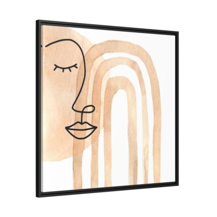Boho Rainbow Line Art Face Framed Canvas