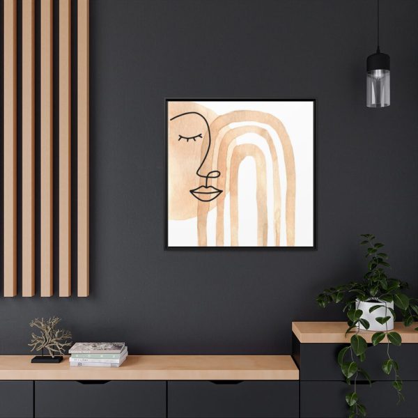 88302-149.jpg Boho Rainbow Line Art Face Framed Canvas