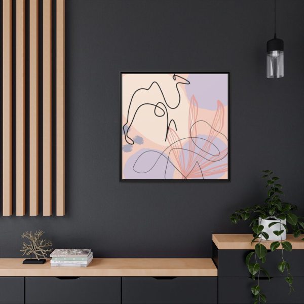 Minimal Drawing of a Camel Framed Canvas