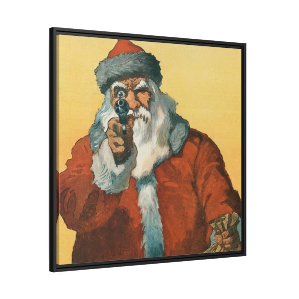 88302-20.jpg Santa Claus Pointing a Handgun Framed Canvas