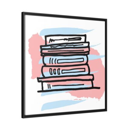 Abstract Books Illustration Framed Canvas
