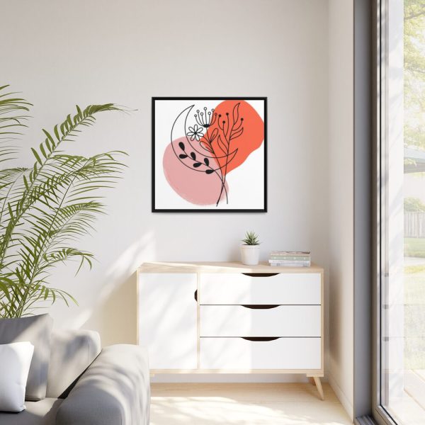 88302-218.jpg Abstract Line Art Plant And Moon Framed Canvas