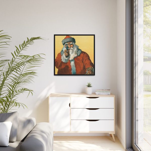 88302-23.jpg Santa Claus Pointing a Handgun Framed Canvas