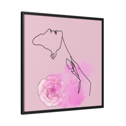 Pink Woman Abstract Line Drawing Framed Canvas