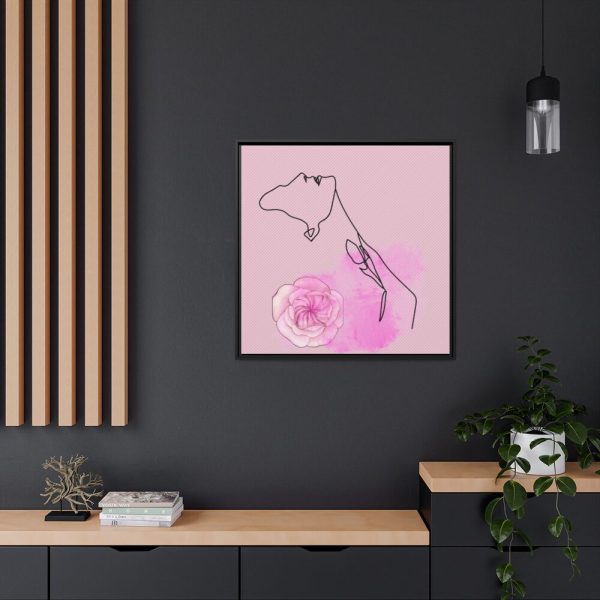 88302-259.jpg Pink Woman Abstract Line Drawing Framed Canvas